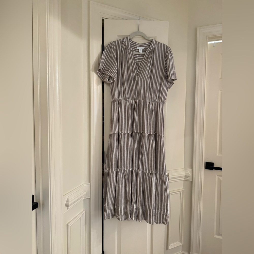 Cynthia Rowley beige  and cream Striped Tiered Maxi Dress